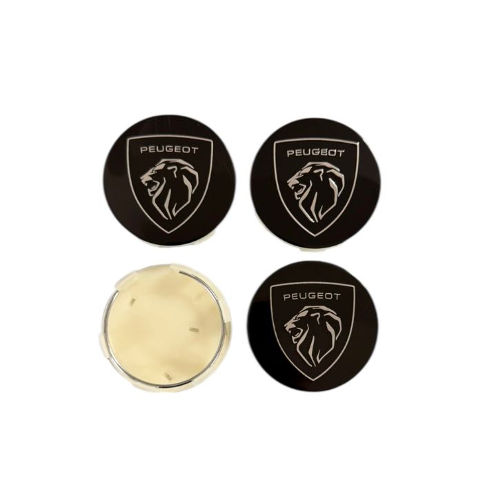 Set 4 capace jante Peugeot, Negru, 60mm jante aliaj