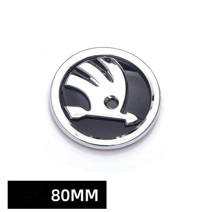 Set 2 embleme capota 90mm si portbagaj 80 mm, pentru Skoda Octavia Superb Fabia Rapid Kodiaq, negru/crom