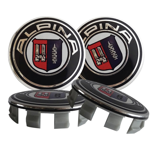 Set 4 capacele roti 68 mm Alpina, pentru jante aliaj, Negru, chrom