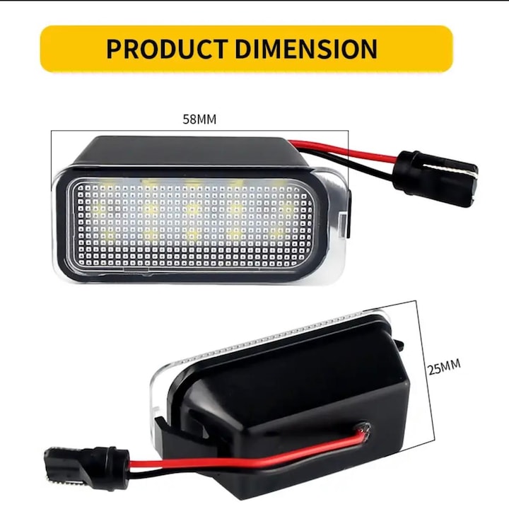 Lampi numar LED Premium pentru Ford Fiesta, Focus, Mondeo, Kuga, C-Max, S-Max, Jaguar XF XJ, set 2 bucati Canbus, fara eroare