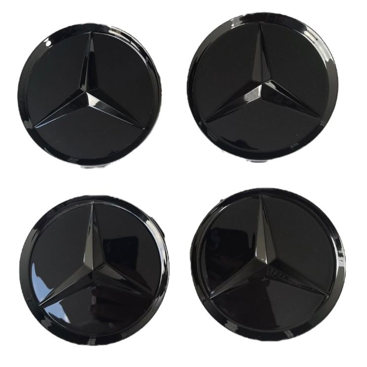 Set 4 capace roti 75mm compatibil jante aliaj Mercedes-Benz negru complet