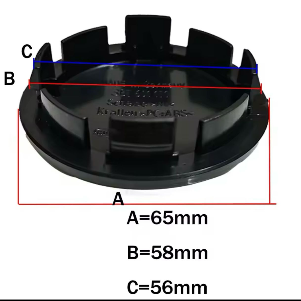 Set 4 capace roti 65mm exterior, 56mm interior Seat negre compatibil/inlocuitor janta aliaj 3B7601171
