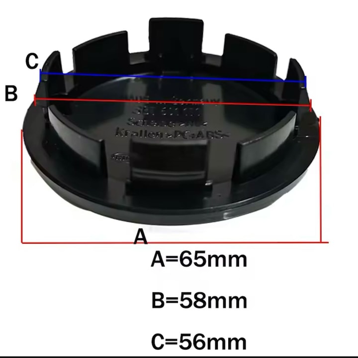 Set 4 capace roti 65mm exterior, 56mm interior Peugeot negre compatibil/inlocuitor janta aliaj 3B7601171