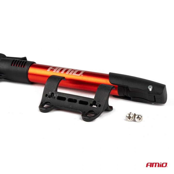 Pompa manuala pentru bicicleta AMiO PU01, 28cm, compatibila cu valve Presta si Schrader, design modern