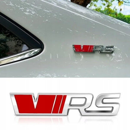 Emblema Skoda VRS, montaj pe capota sau portbagaj, rosu/argintiu