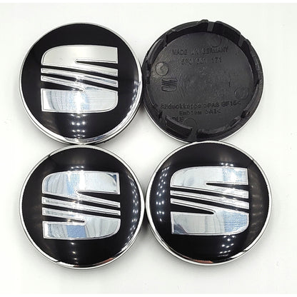 Set 4 capace centrale pentru jante, SEAT 55 mm, negru argintiu