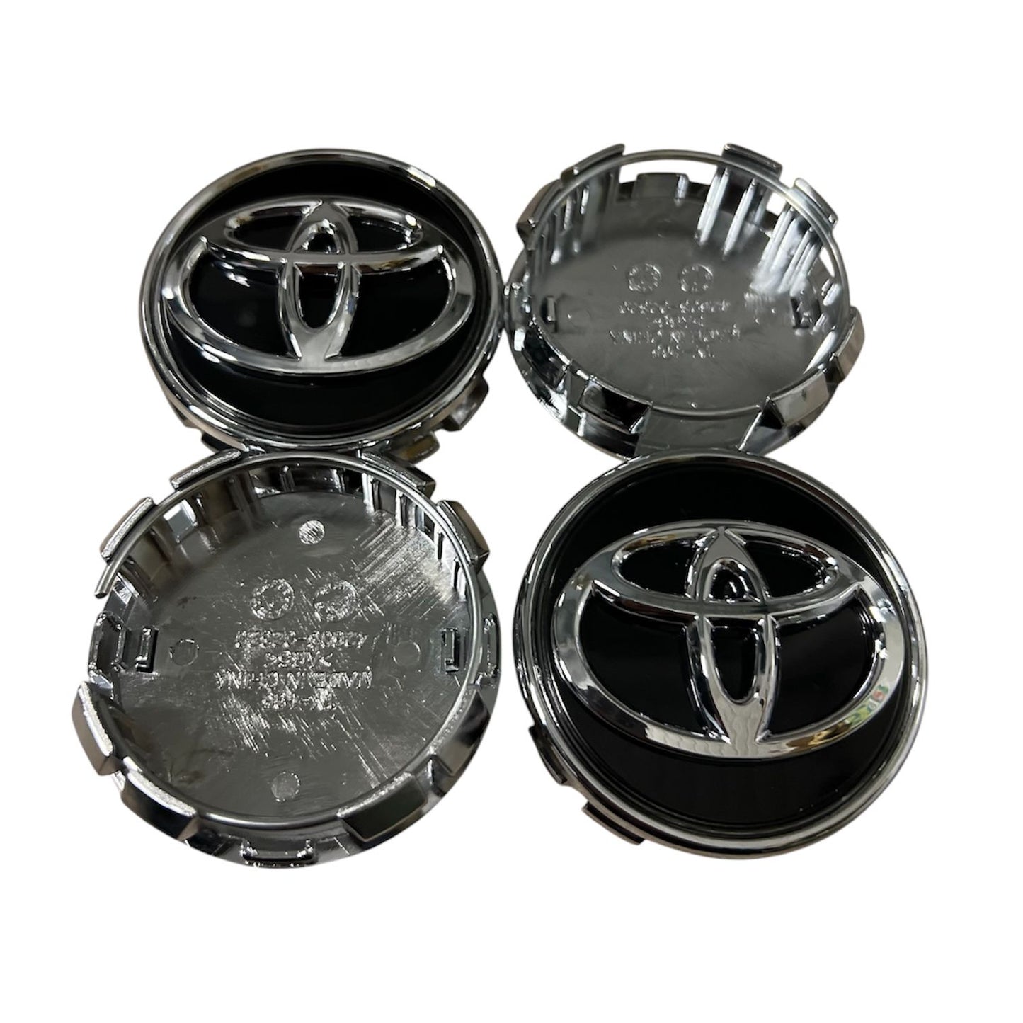 Set 4 capace TOYOTA 62mm NEGRU+ARGINTIU pentru jante aliaj