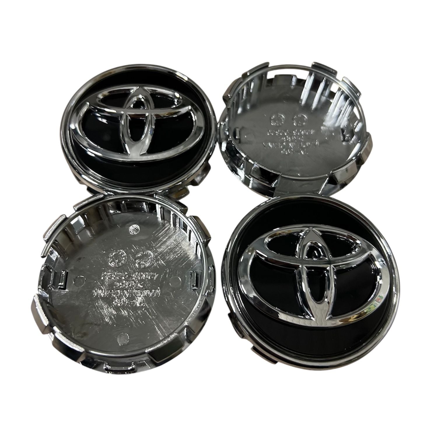 Set 4 capace TOYOTA 62mm NEGRU+ARGINTIU pentru jante aliaj