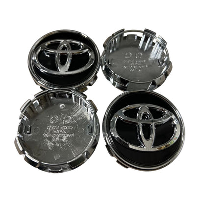 Set 4 capace TOYOTA 62mm NEGRU+ARGINTIU pentru jante aliaj