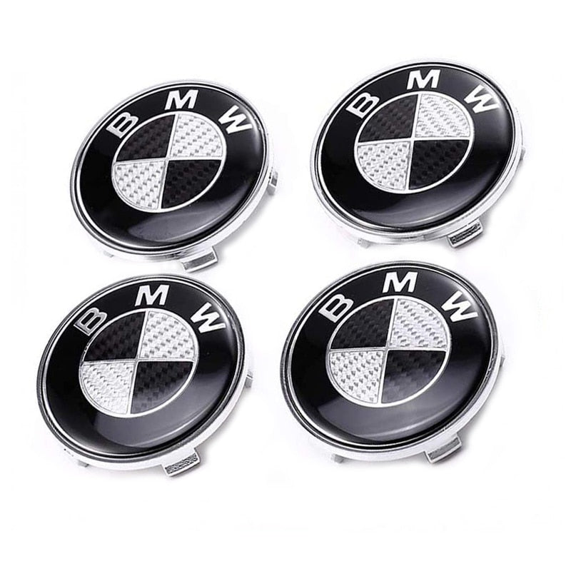 Set 4 capacele roti 68mm, pentru jante aliaj BMW, negru cu gri, carbon