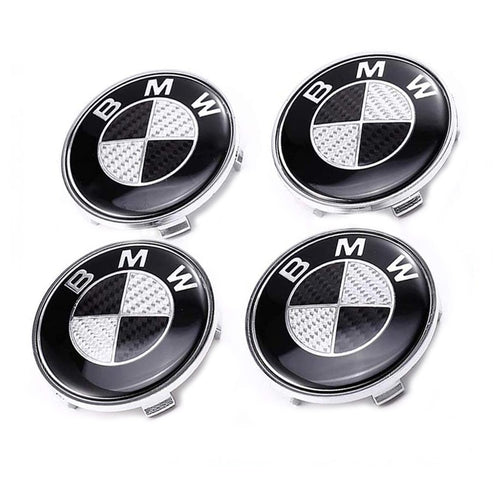 Set 4 capacele roti 68mm, pentru jante aliaj BMW, negru cu gri, carbon
