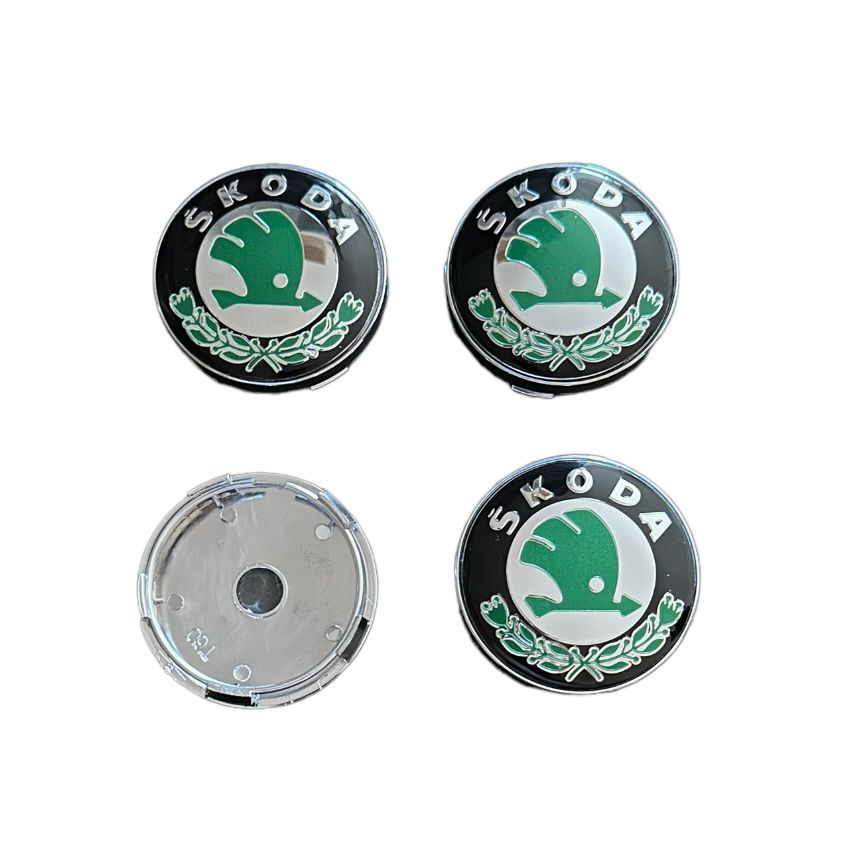 Set 4 capace roti 60mm Skoda verde compatibil/inlocuitor janta aliaj