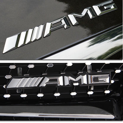 Emblema Pentru Benz montaj pe capota sau portbagaj, Zggzerg, AMG, Trei -dimensionale, Autoadeziv, Anti zgarieturi, Rezistent la uzura, Nu este usor de estompat, Usor de instalat si curatat, Metal, 18cm x 1.7cm, Argintiu