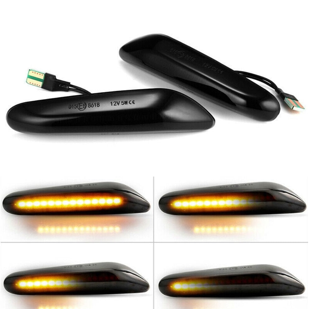 Semnalizari LED Dinamice pentru BMW E90 E92 E60 E87 E82, set 2 bucati, Negru fumuriu