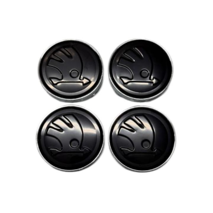 Set 4 capace roti 60mm Skoda negre compatibil/inlocuitor janta aliaj
