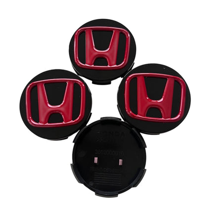 Set 4 capace 57mm, HONDA, Negru-Rosu, pentru jante aliaj