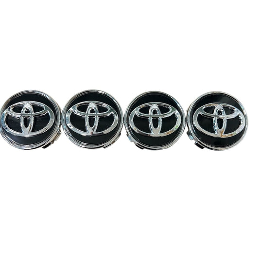 Set 4 capace TOYOTA 62mm NEGRU+ARGINTIU pentru jante aliaj