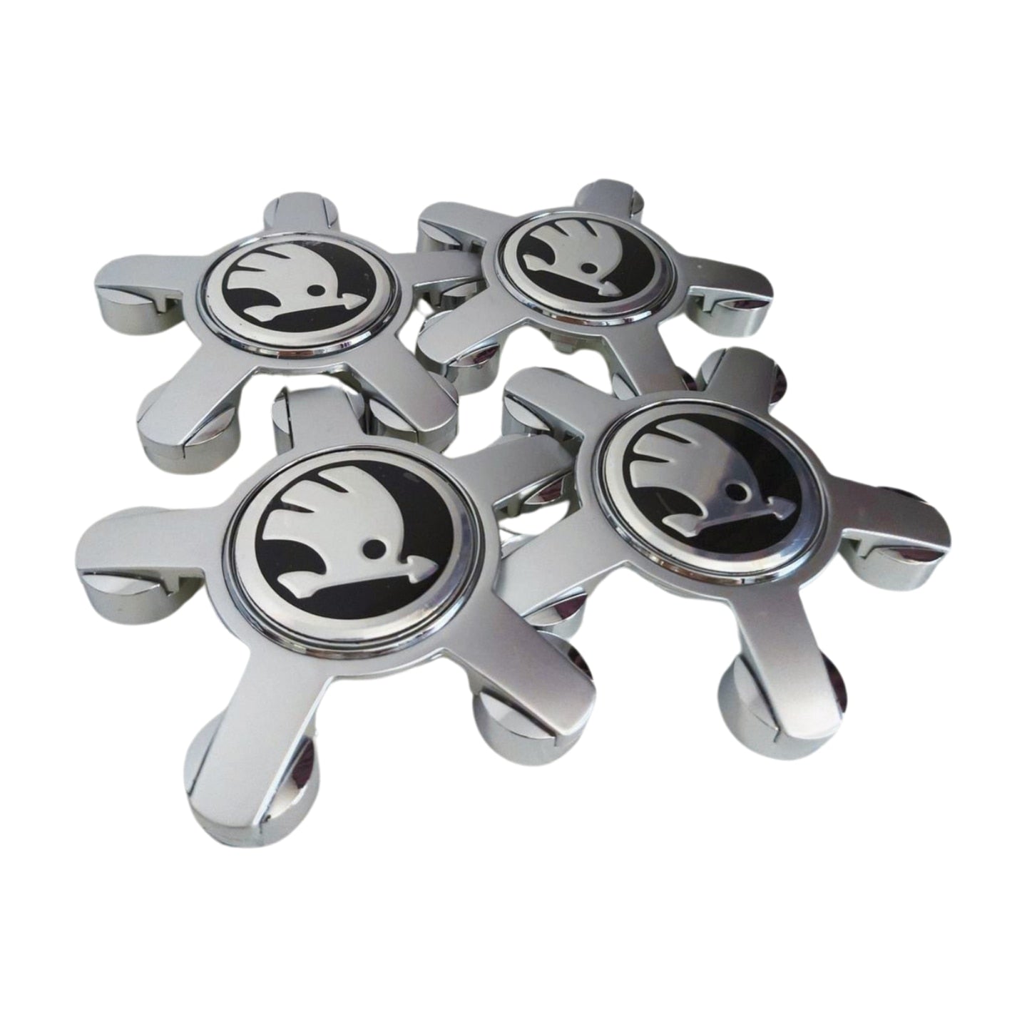 Set 4 capace jante Skoda gheare/spider argintii pentru jante Audi + odorizant LUCASON