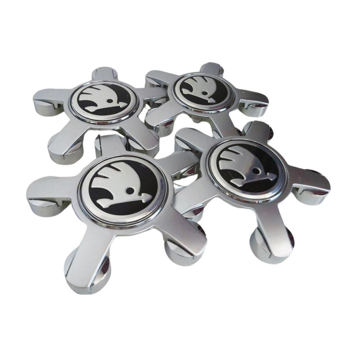 Set 4 capace jante Skoda gheare/spider argintii pentru jante Audi + odorizant LUCASON