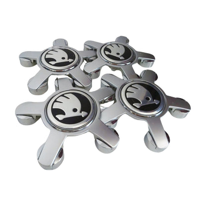 Set 4 capace jante Skoda gheare/spider argintii pentru jante Audi + odorizant LUCASON