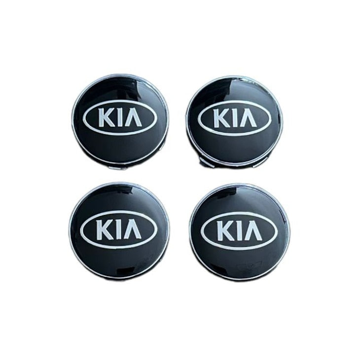Set 4 capace roti 60mm Kia negre compatibil/inlocuitor janta aliaj