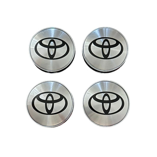 Set 4 capace roti 60mm Toyota Negru Argintiu compatibil/inlocuitor janta aliaj