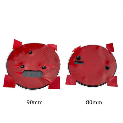 Set doua embleme capota/portbagaj pentru Skoda Octavia Superb Fabia Rapid Kodiaq 80mm 90mm negru lucios