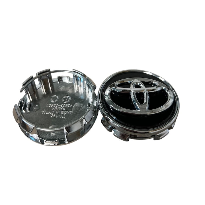 Set 4 capace TOYOTA 62mm NEGRU+ARGINTIU pentru jante aliaj