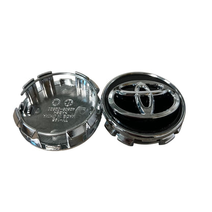 Set 4 capace TOYOTA 62mm NEGRU+ARGINTIU pentru jante aliaj