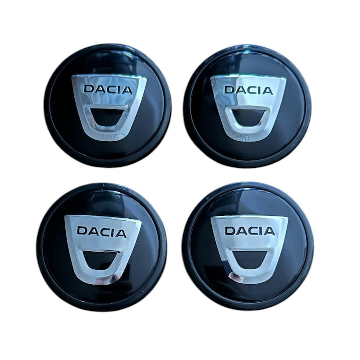 Set 4 capace roti 65mm exterior, 58mm interior Dacia negre compatibil/inlocuitor janta aliaj