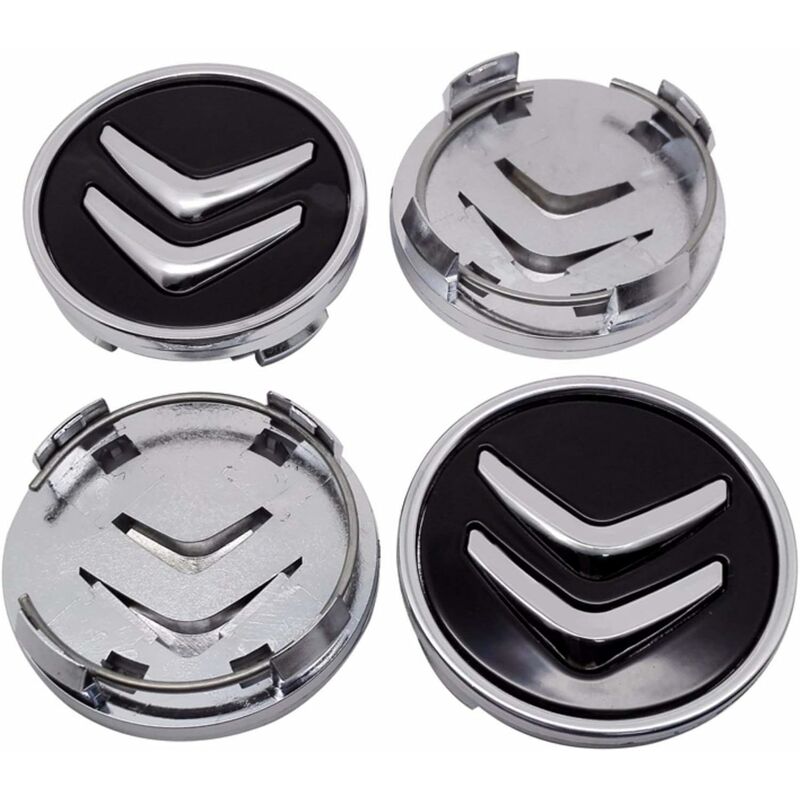 Set capace roti, QttvbTna, ABS, Compatibil cu Citroen, 60 mm, Argintiu/Negru