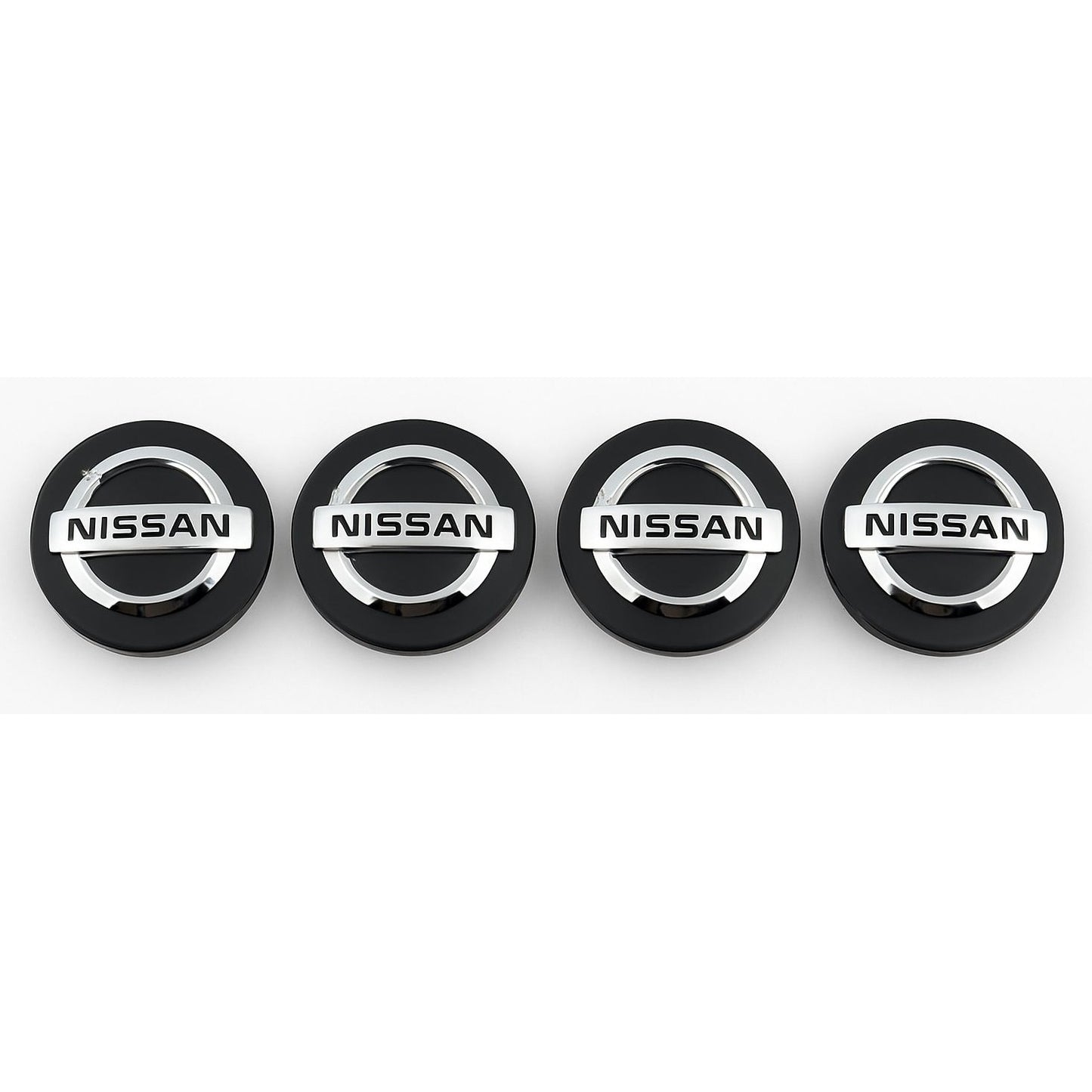 Set 4 Capace Jante Nissan – 60mm Negre, Cu Inel de Prindere, Compatibile Jante Aliaj