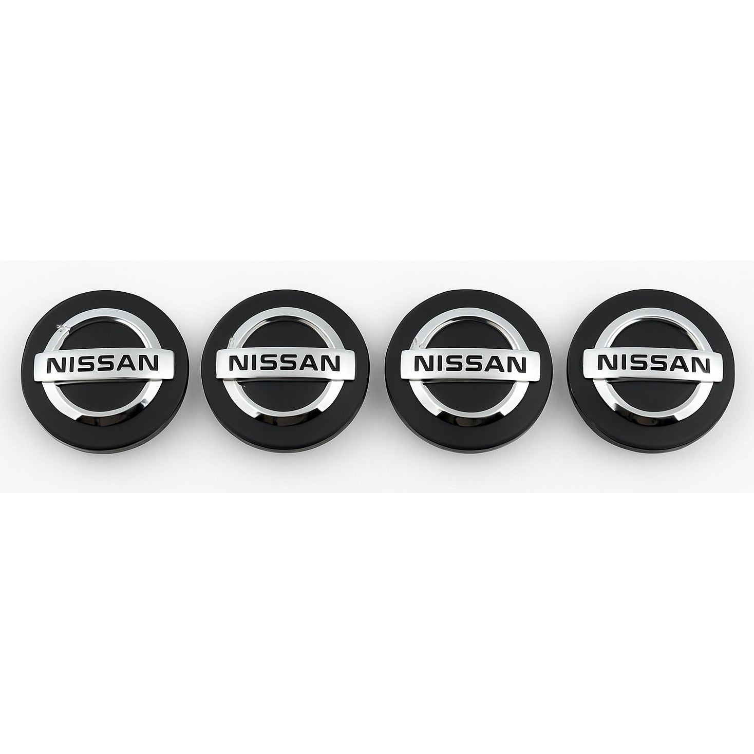 Set 4 Capace Jante Nissan – 60mm Negre, Cu Inel de Prindere, Compatibile Jante Aliaj