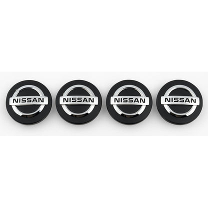 Set 4 Capace Jante Nissan – 60mm Negre, Cu Inel de Prindere, Compatibile Jante Aliaj