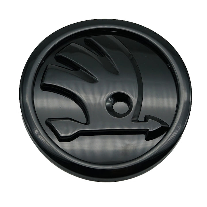 Emblema Skoda, pentru Octavia, Fabia, Superb, Rapid, Negru, 90 mm