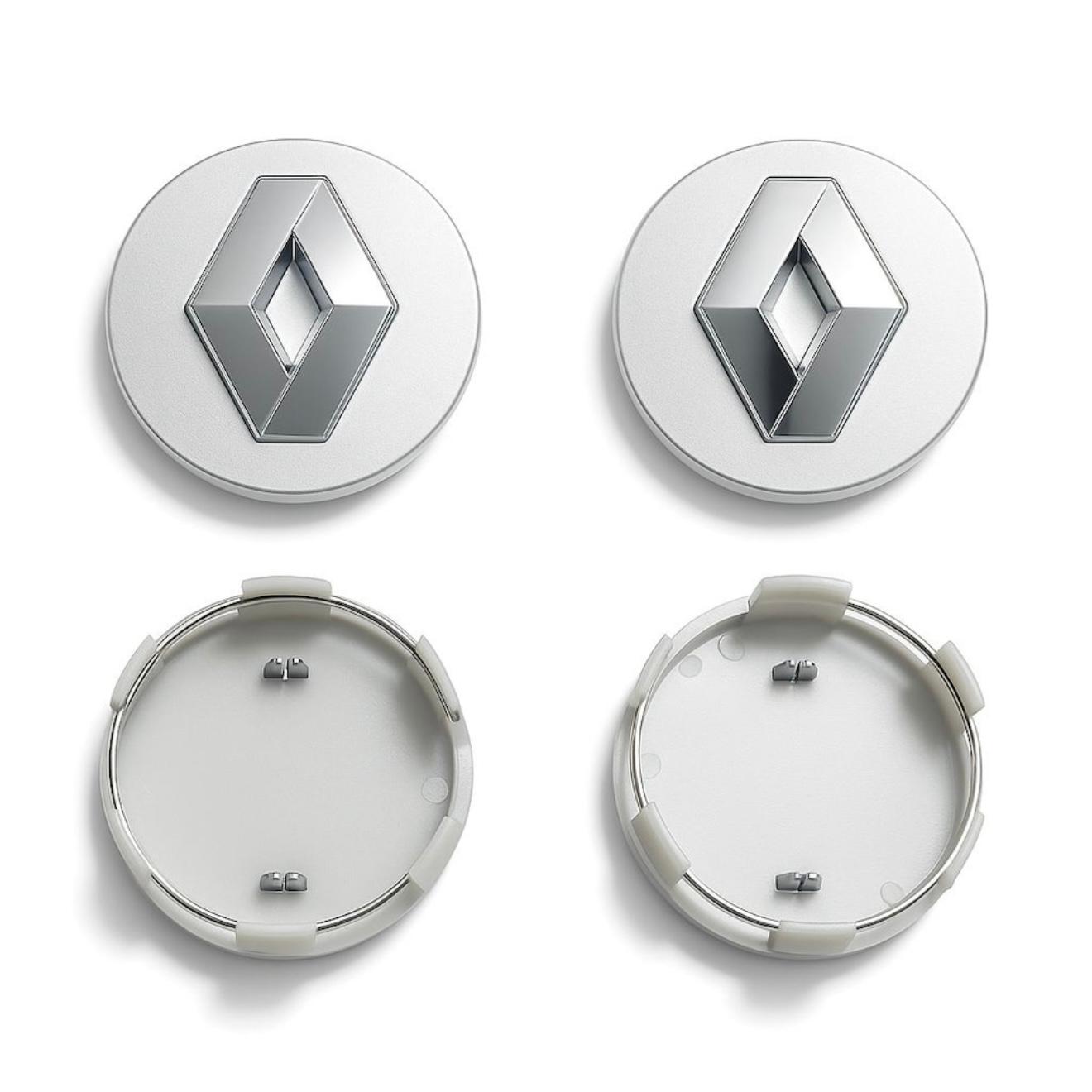 Set 4 capace roti 60mm Renault compatibil/inlocuitor janta aliaj model 3D Argintiu