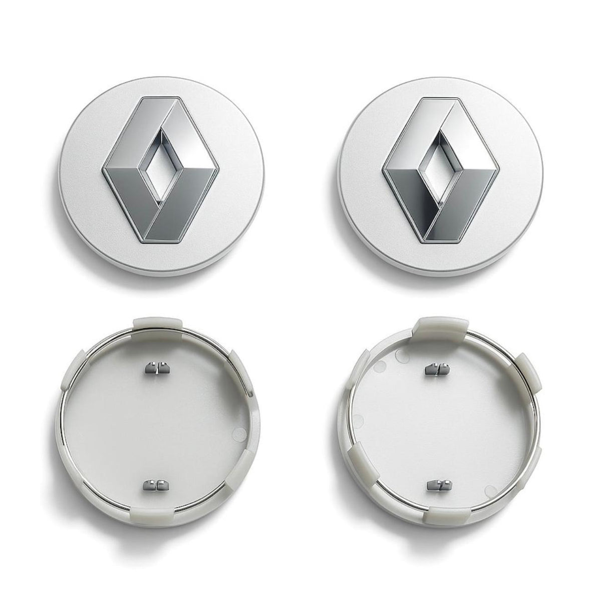 Set 4 capace roti 60mm Renault compatibil/inlocuitor janta aliaj model 3D Argintiu