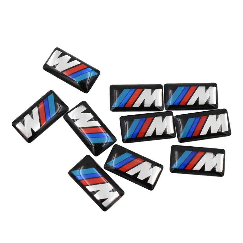 Set 4 Embleme/sticker/logo M BMW pentru jante aliaj, volan, schimbator, bord