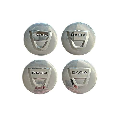 Set 4 capace roti 58mm exterior, 56mm interior Dacia argintii compatibil/inlocuitor janta aliaj