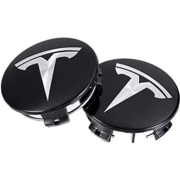 Set 4 capace TESLA, 57mm, Negru-Argintiu, pentru jante aliaj