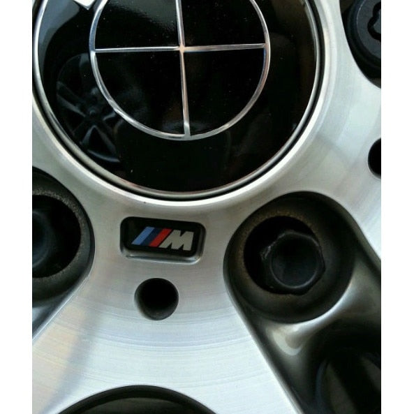 Set 4 Embleme/sticker/logo M BMW pentru jante aliaj, volan, schimbator, bord