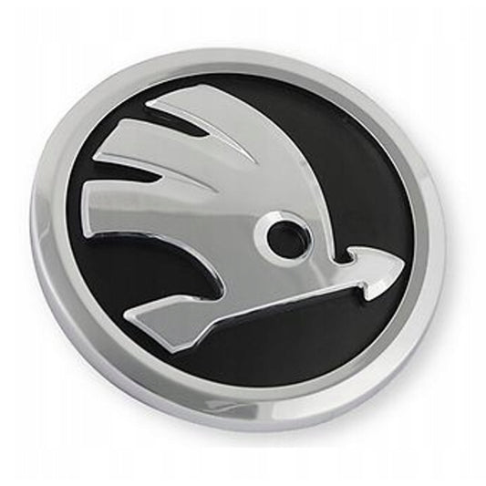 Emblema Skoda, pentru Octavia 5JD853621A, 80 mm, Negru/Argint