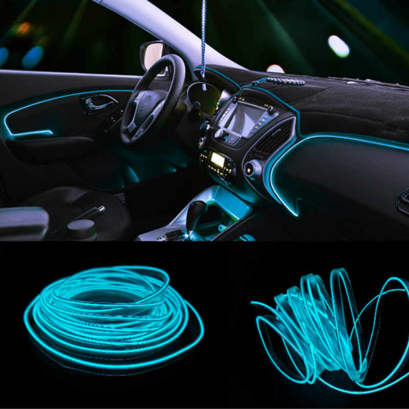 Fir cu neon 2 metri 12V albastru deschis