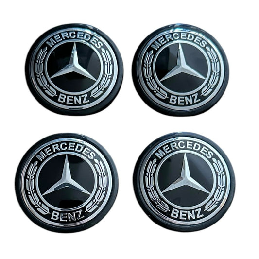 Set 4 capace roti 63mm exterior, 58mm interior Mercedes negre compatibil/inlocuitor janta aliaj