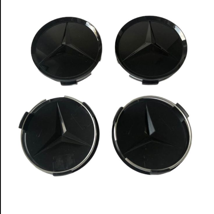 Set 4 capace roti 75mm compatibil jante aliaj Mercedes-Benz negru complet