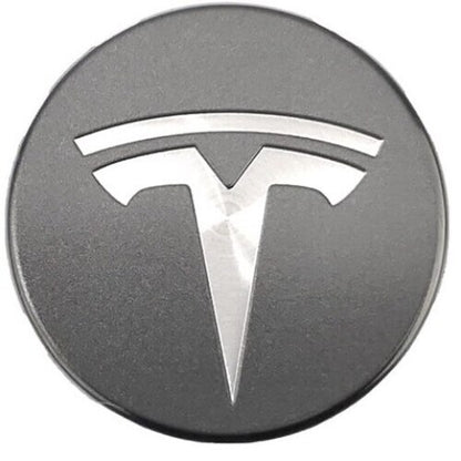Set 4 capace Tesla, 57mm, ARGINTIU/GRI, pentru jante aliaj cu inel de fixare