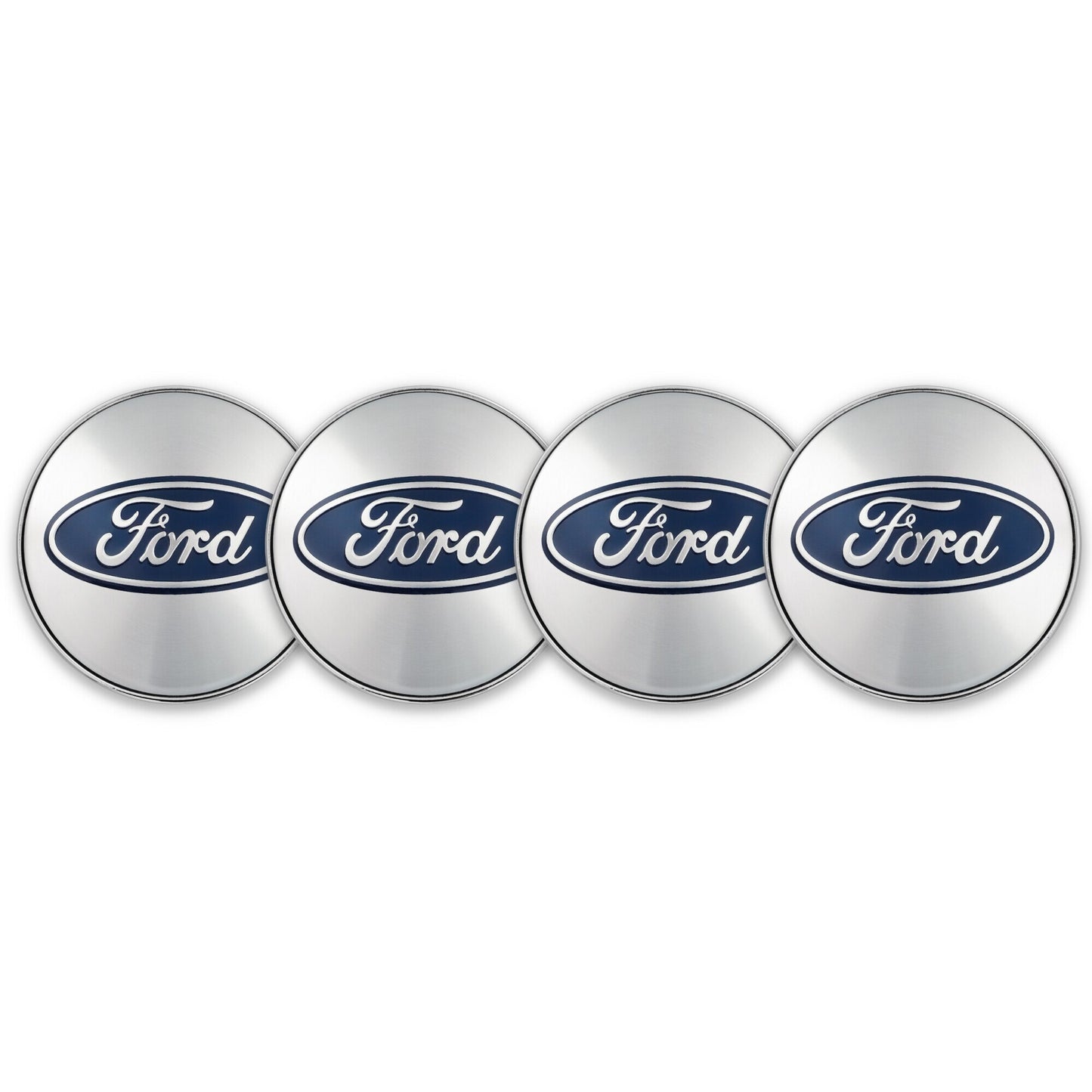 Set 4 capace roti pentru FORD, 60 mm, argintiu-albastru, plastic si aluminiu