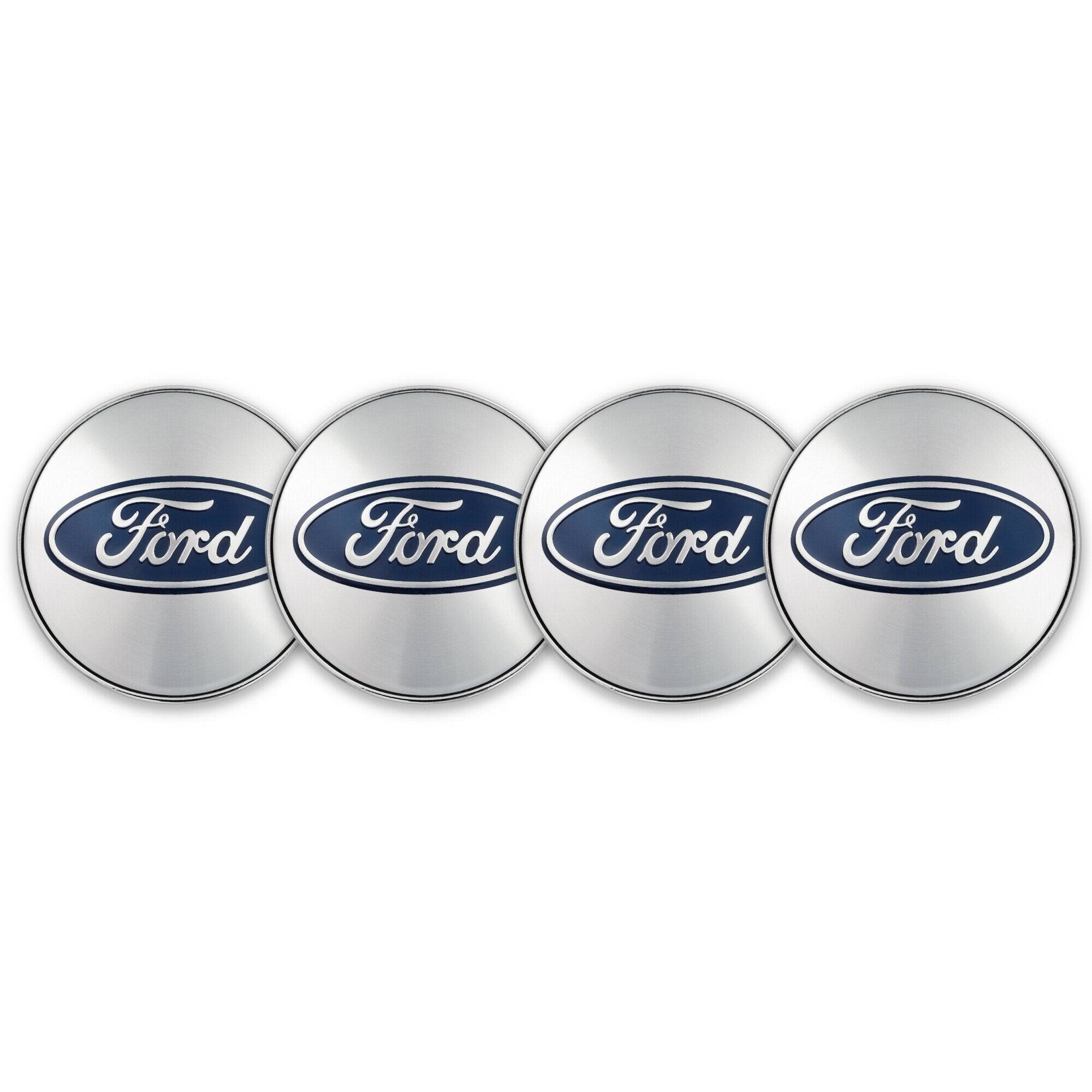Set 4 capace roti pentru FORD, 60 mm, argintiu-albastru, plastic si aluminiu