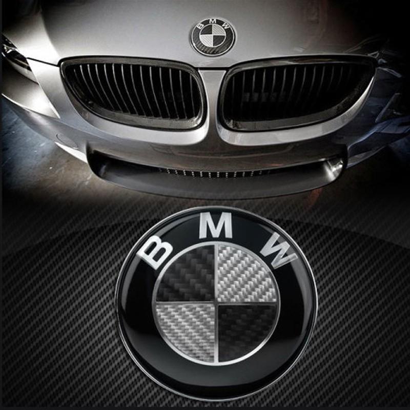 Emblema BMW capota/portbagaj, 82mm, negru+carbon