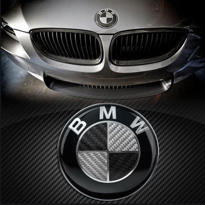 Emblema BMW capota/portbagaj, 82mm, negru+carbon